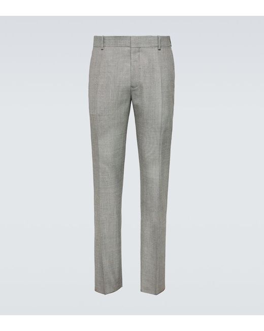 Pantaloni slim in lana di Alexander McQueen in Gray da Uomo