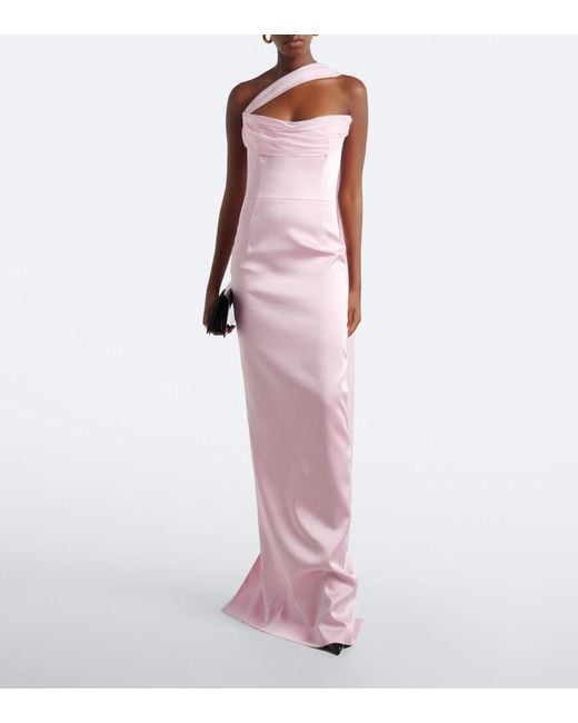 The New Arrivals Ilkyaz Ozel Pink Julietta Scarf-Detail Satin Gown