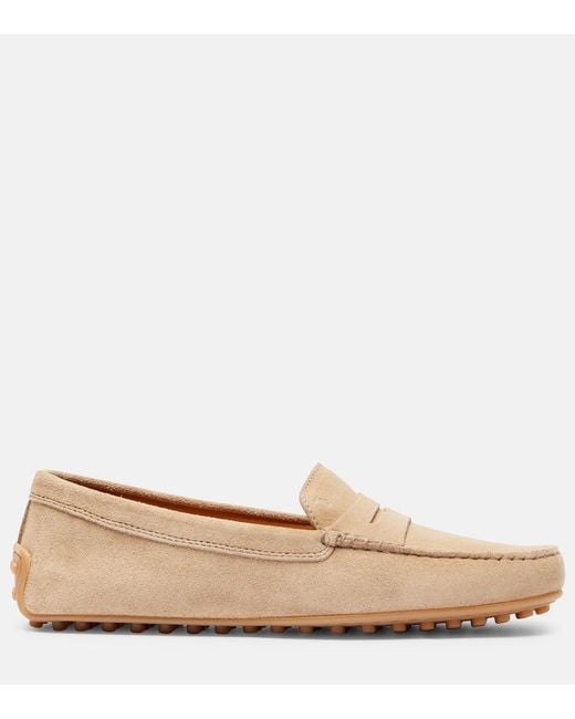 Tod's Natural Gommino Bubble Suede Driving Shoes