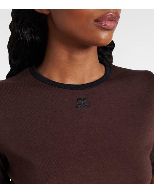 Camiseta De Algodon Con Logo Courreges de color Brown
