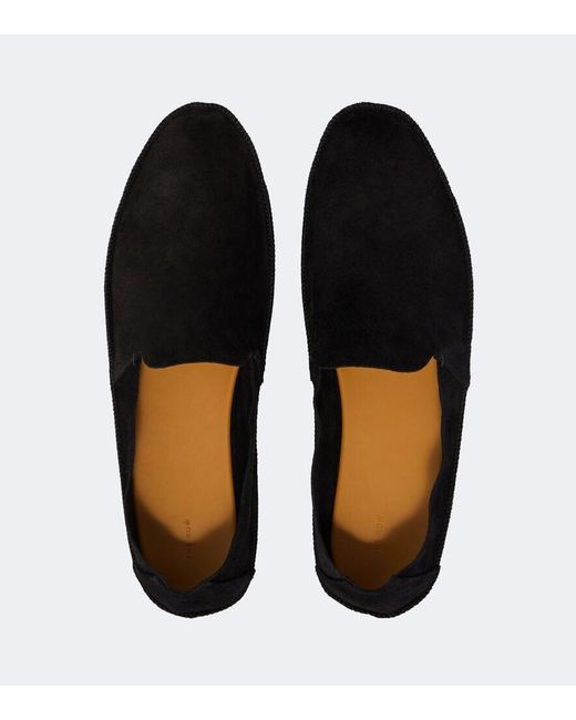 The Row Black Tyler Suede Loafers for men