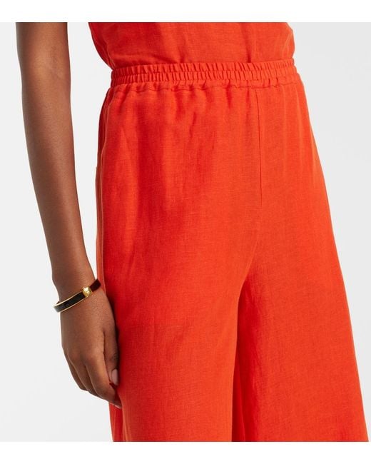Eres Red Select Linen Wide-Leg Pants