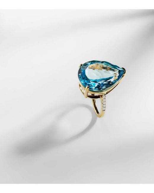 Mateo Blue 14Kt Ring With Topaz And Diamonds