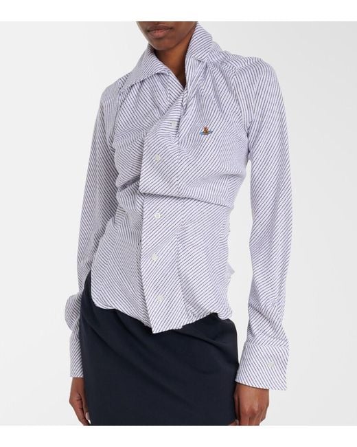 Vivienne Westwood Blue Striped Cotton-Blend Poplin Shirt