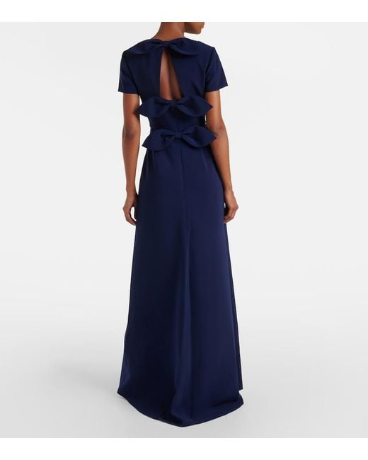 Carolina Herrera Blue Embroidered Bow-Detail Gown