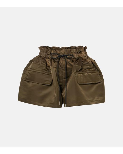 Sacai Technical Twill Shorts in Green | Lyst