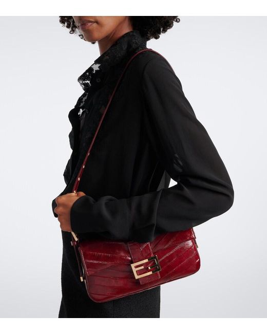 Fendi Purple Baguette 26424 Small Leather Shoulder Bag