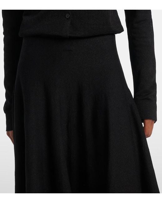 The Row Black Jaliah Linen And Cotton-Blend Midi Skirt