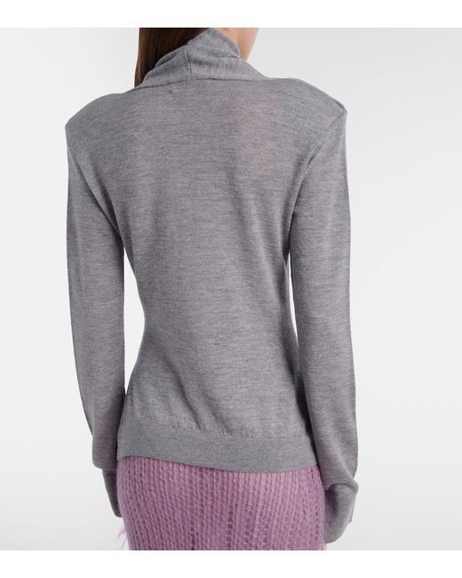 The Attico Gray Virgin Wool Turtleneck Sweater