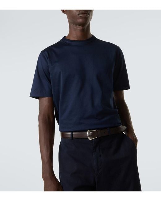 Canali Blue Cotton Lisle T-Shirt for men