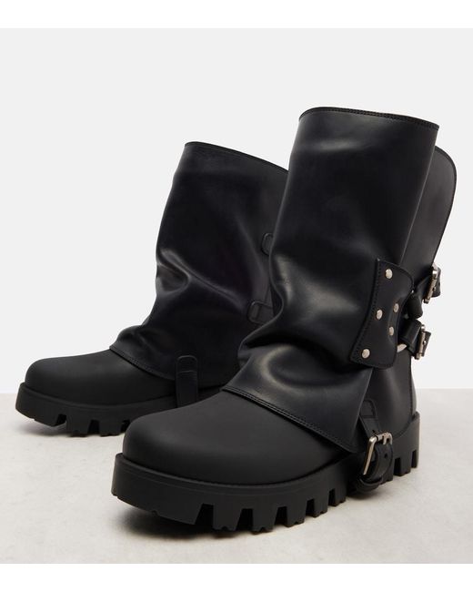 Dolce & Gabbana Black Leather Biker Boots