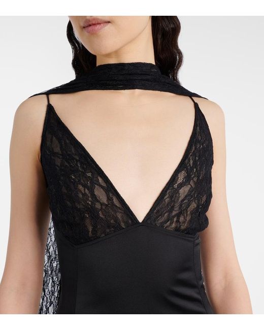 The New Arrivals Ilkyaz Ozel Black Paige Satin And Lace Gown