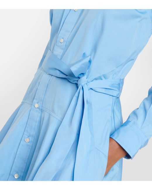 Polo Ralph Lauren Blue Belted A-line Cotton Shirtdress