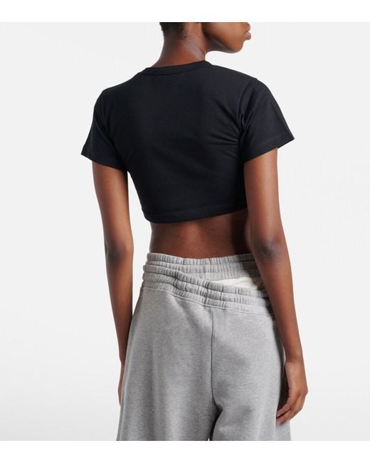 The Attico Black Cropped Cotton Jersey T-Shirt