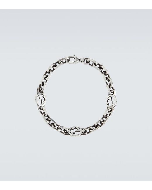 Bracciale A Catena Interlocking di Gucci in Metallic da Uomo