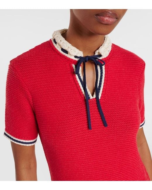 Valentino Red Cotton And Wool Minidress