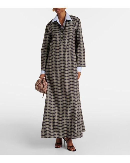 Dries Van Noten Gray Printed Cotton Poplin Maxi Dress