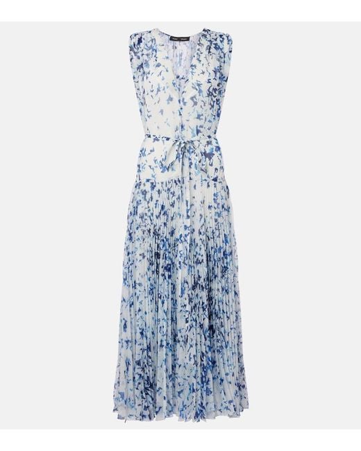 Proenza Schouler Blue Patt Printed Chiffon Maxi Dress