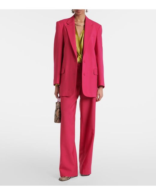 Dries Van Noten Pink Wool And Mohair Twill Straight Pants