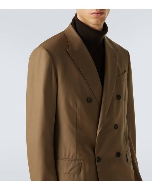 Traje Cruzado De Sarga De Lana Zegna de hombre de color Natural