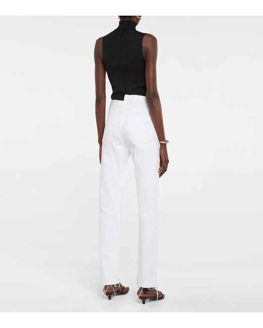 Agolde White Criss Cross High-rise Straight Jeans