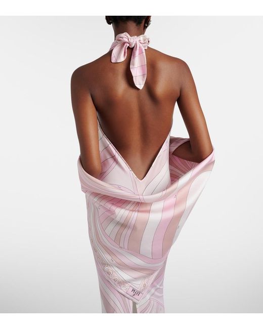Emilio Pucci Pink Iride Silk Twill Scarf