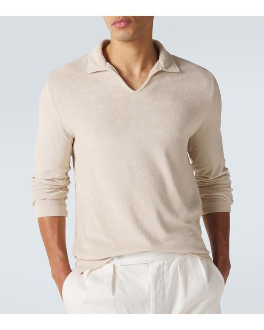 Fedeli Natural Cotton Terry Polo Shirt for men