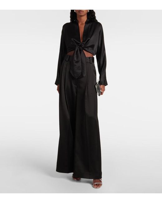 The Sei Black Tie-Front Silk Blouse