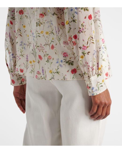 Giambattista Valli White Floral Silk Blouse