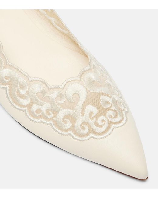 Gabriela Hearst Natural Ziva Embroidered Leather Ballet Flats