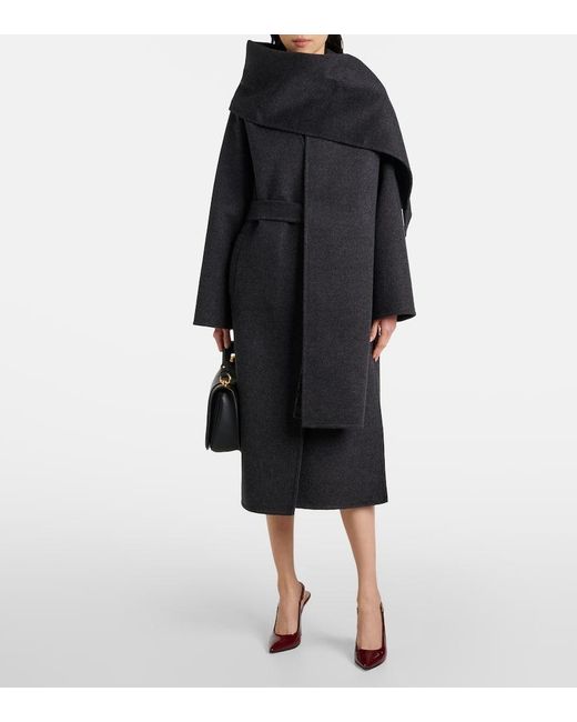 Gucci Black Gg Double-Breasted Wool Coat