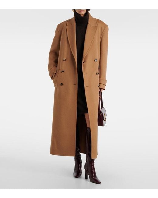 Saint Laurent Brown Cashmere And Wool Coat