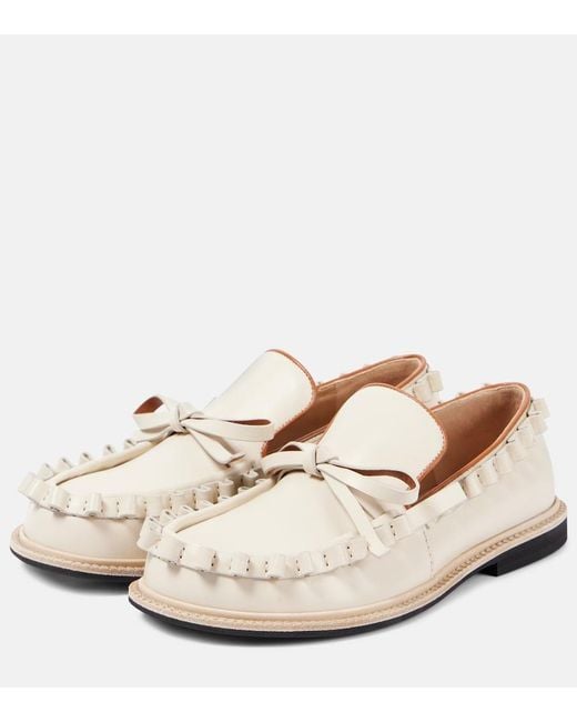 J.W. Anderson White Ruffled Leather Moccasins