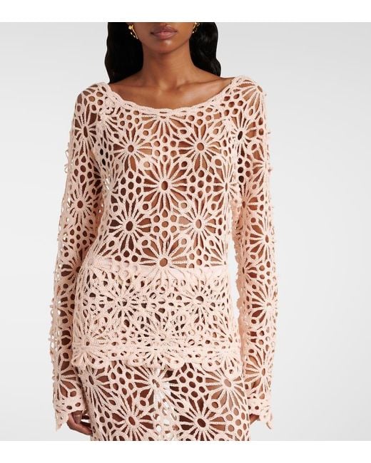 Norma Kamali Natural Top Raglan Aus Haekelstrick