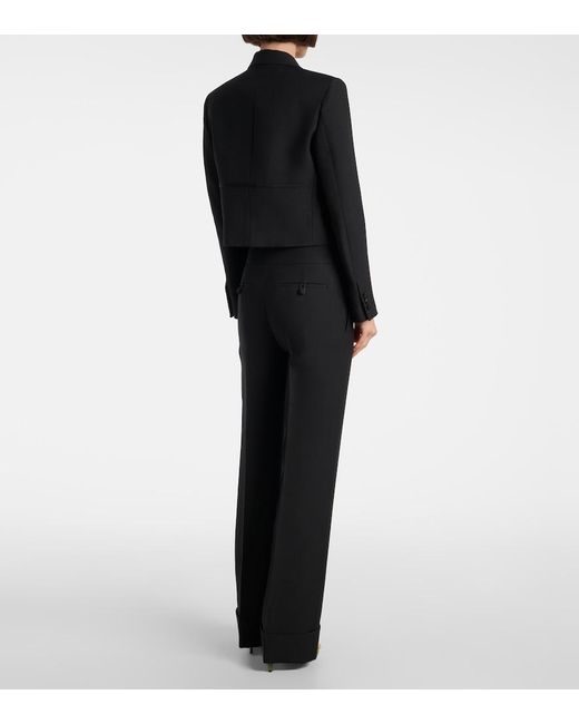 Valentino Black Wool And Silk Wide-Leg Pants
