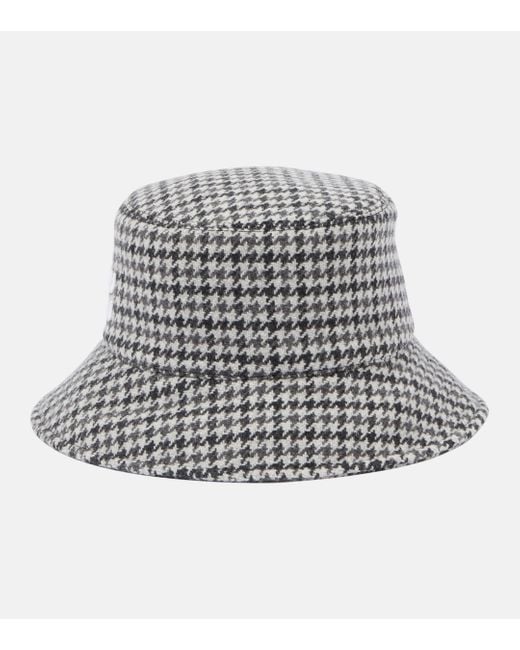 Miu Miu Gray Houndstooth Wool Bucket Hat
