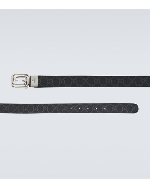 Cinturon reversible de lona GG y piel Gucci de hombre de color Metallic