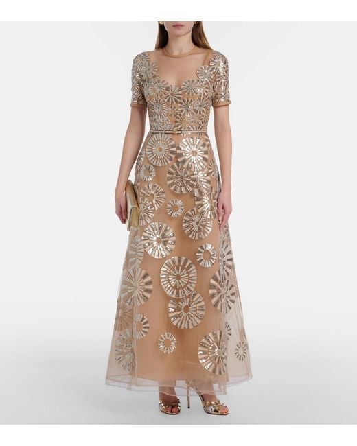 Elie Saab Natural Sequined Gown
