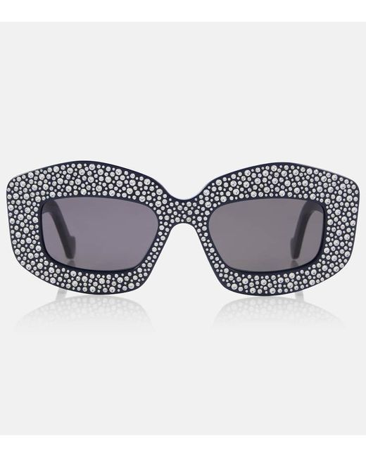 Loewe Blue Pave Screen Embellished Square Sunglasses