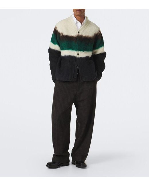 Sacai Green Wool-Blend Polo Sweater for men