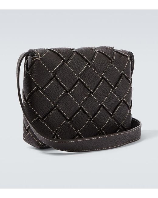 Bottega Veneta Black Diago Intreccio Leather Crossbody Bag for men