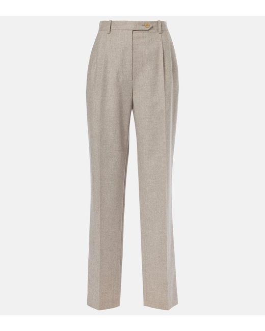 The Row Gray Norbert Wool And Cashmere Straight Pants