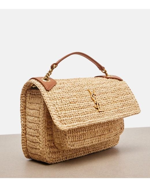 Saint Laurent Natural Niki Mini Raffia Crossbody Bag