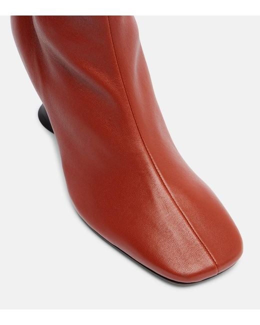 Dries Van Noten Red 75 Leather Ankle Boots