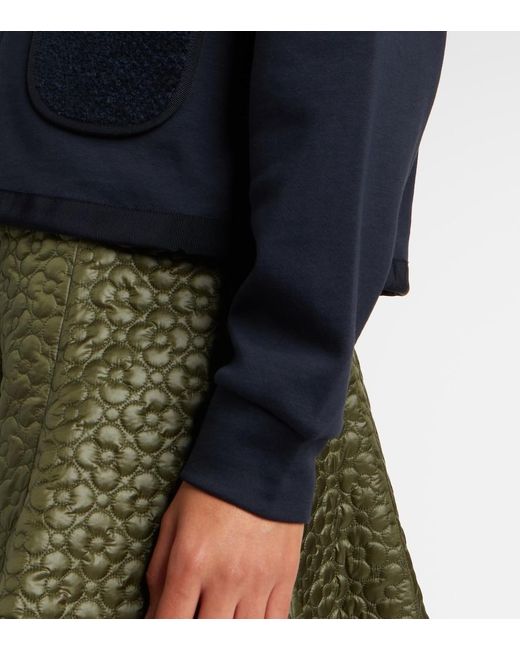 Moncler Blue Cotton-Blend Zip-Up Hoodie
