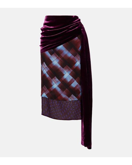 Dries Van Noten Purple Draped Midi Skirt