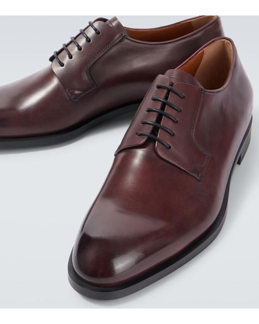 Zegna Brown Leather Derby Shoes for men