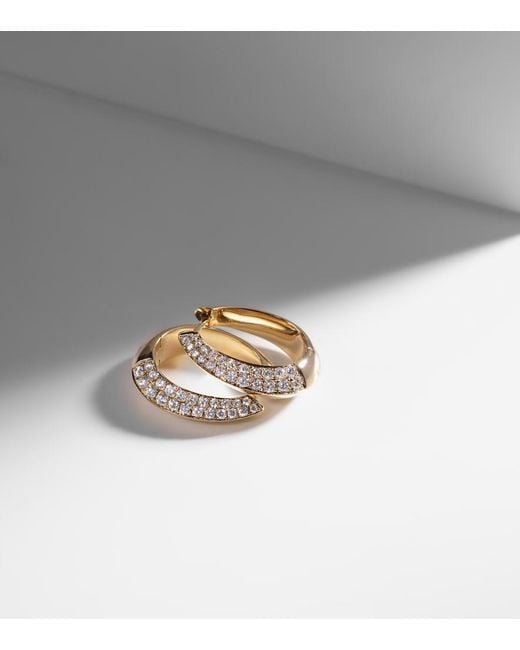 Anita Ko Metallic 18Kt Hoop Earrings With Diamonds