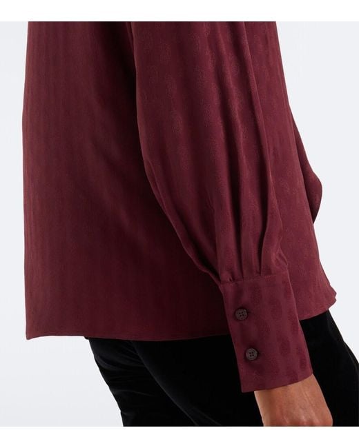 Etro Purple Tie-Neck Paisley Jacquard Blouse