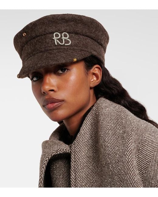 Ruslan Baginskiy Brown Pierced Wool-Blend Newsboy Cap